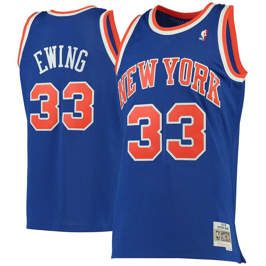 New York Knicks Patrick Ewing Mitchell & Ness Blue 1991-92 Hardwood Classics Swingman Jersey for Men product image 1,