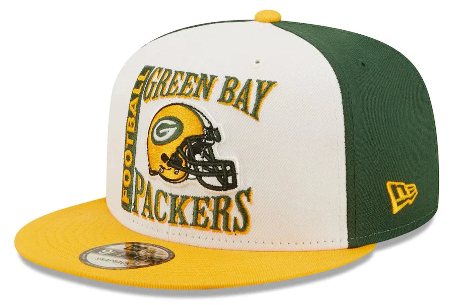 Green Bay Packers Retro Sport 3 Tone New Era 9FIFTY Snapback Hat product image 1, provided for visual reference and product