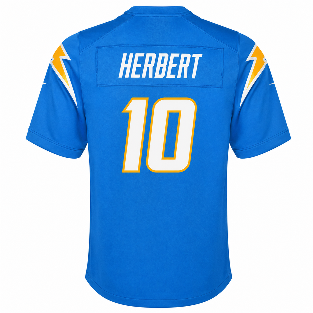Youth Los Angeles Chargers Justin Herbert Powder Blue Nike Game Jersey product image 2, provided for visual reference and