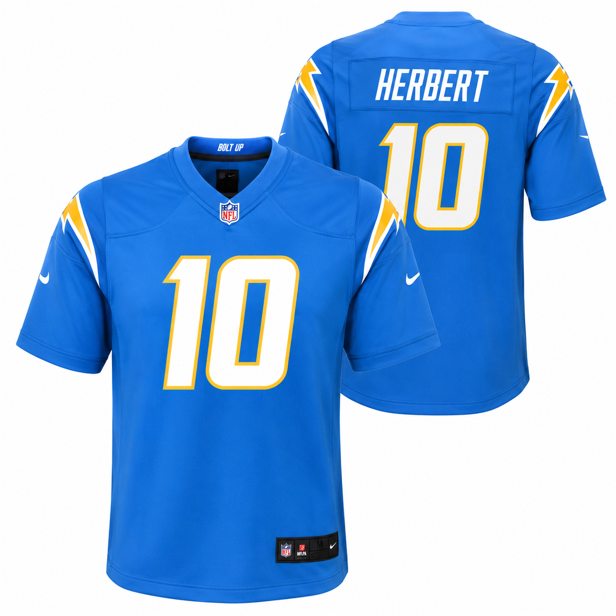 Youth Los Angeles Chargers Justin Herbert Powder Blue Nike Game Jersey product image 1, provided for visual reference and