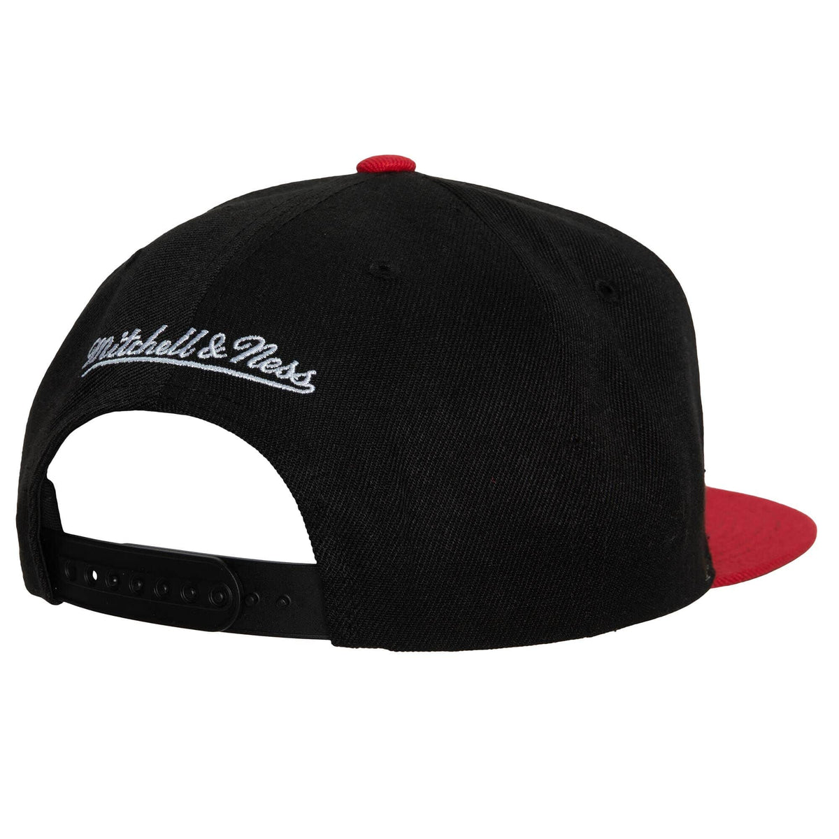 Miami Heat Mitchell & Ness 2 Tone Black and Red Low Big Face Hardwood Classics Snapback Hat for Men product image 2,