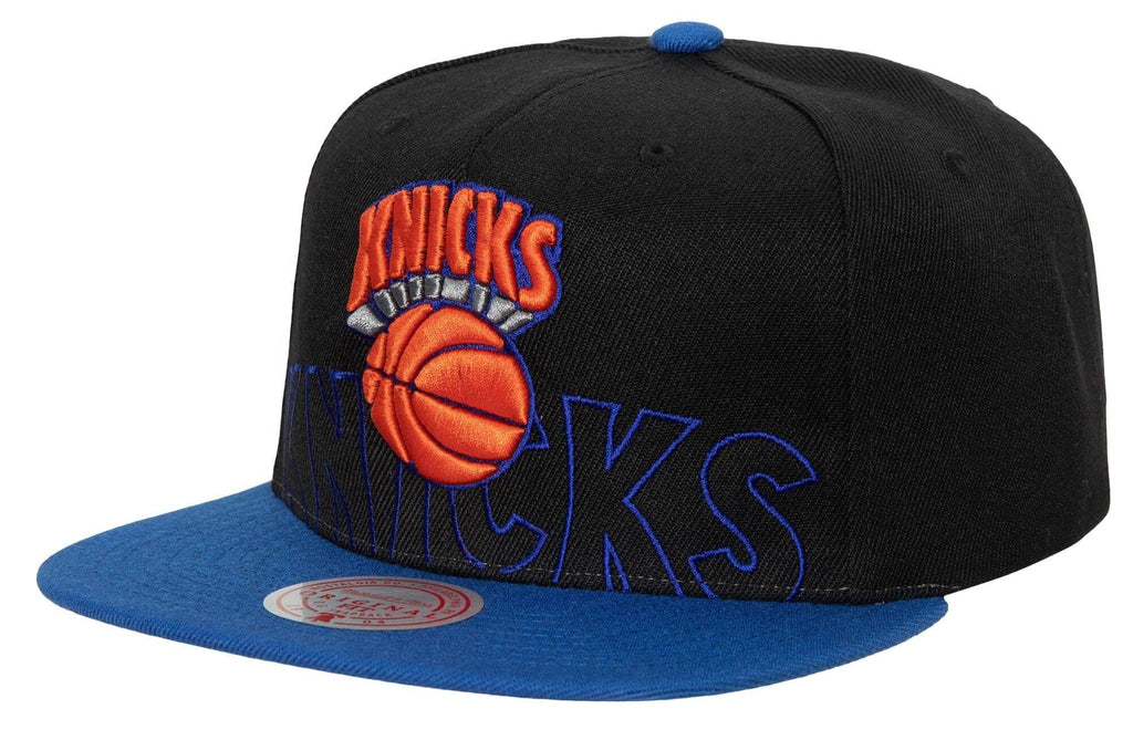 New York Knicks Mitchell & Ness 2 Tone Black and Royal Low Big Face Hardwood Classics Snapback Hat for Men product image 1,