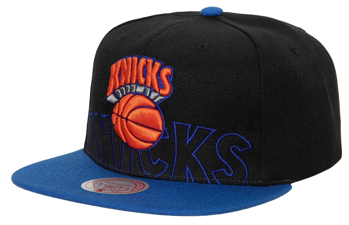 New York Knicks Mitchell & Ness 2 Tone Black and Royal Low Big Face Hardwood Classics Snapback Hat for Men product image 1,