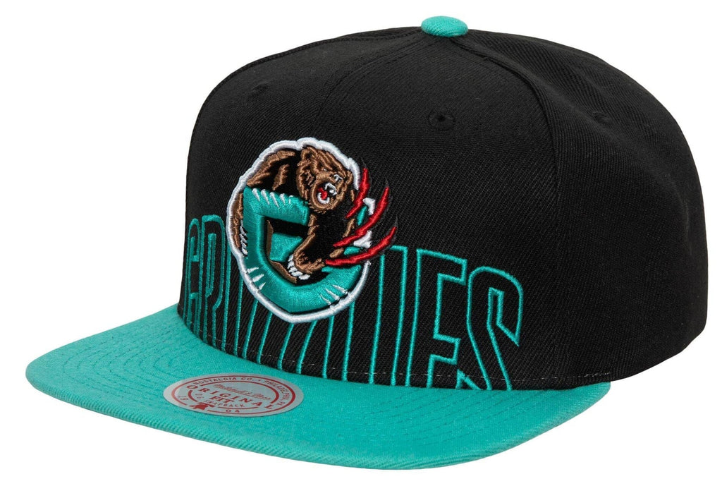 Vancouver Grizzlies Mitchell & Ness 2 Tone Black and Teal Low Big Face Hardwood Classics Snapback Hat for Men product image