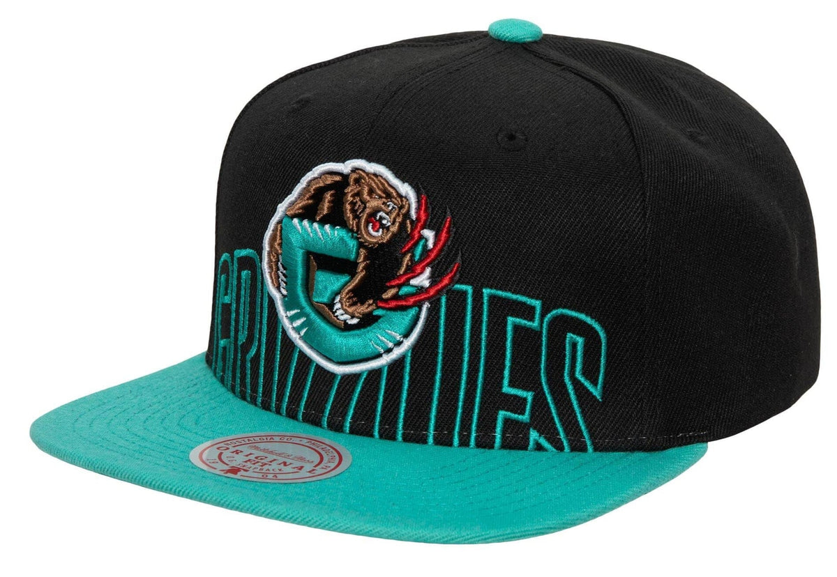 Vancouver Grizzlies Mitchell & Ness 2 Tone Black and Teal Low Big Face Hardwood Classics Snapback Hat for Men product image