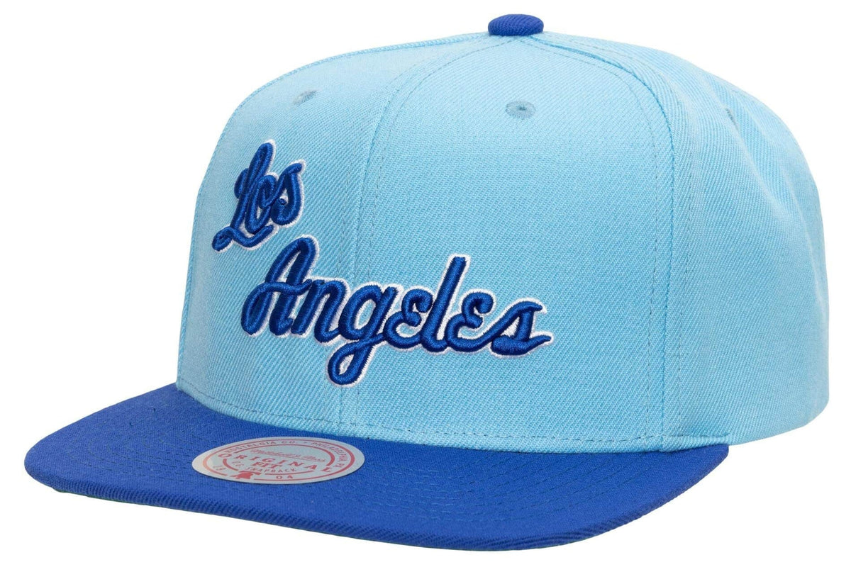 Mens NBA Los Angeles Lakers Blue 2-Tone 2.0 Snapback Hat By Mitchell And Ness product image 1, provided for visual reference