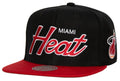 Miami Heat HWC Team Script 2.0 Mitchell & Ness Snapback Hat product image 1, provided for visual reference and product