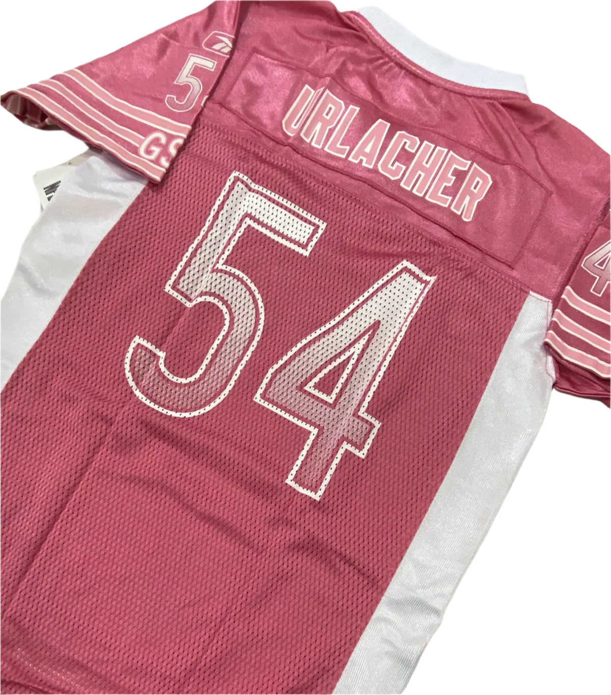 Youth Girls Chicago Bears Brian Urlacher Pink & White Jersey product image 2, provided for visual reference and product