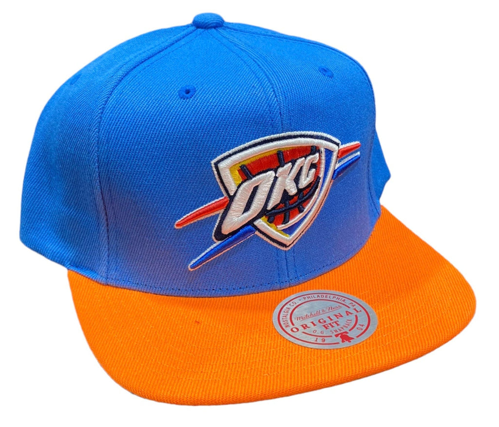 Mitchell & Ness Oklahoma City Thunder Core Blue/ Orange Adjustable Snapback Hat for Men product image 1, provided for visual