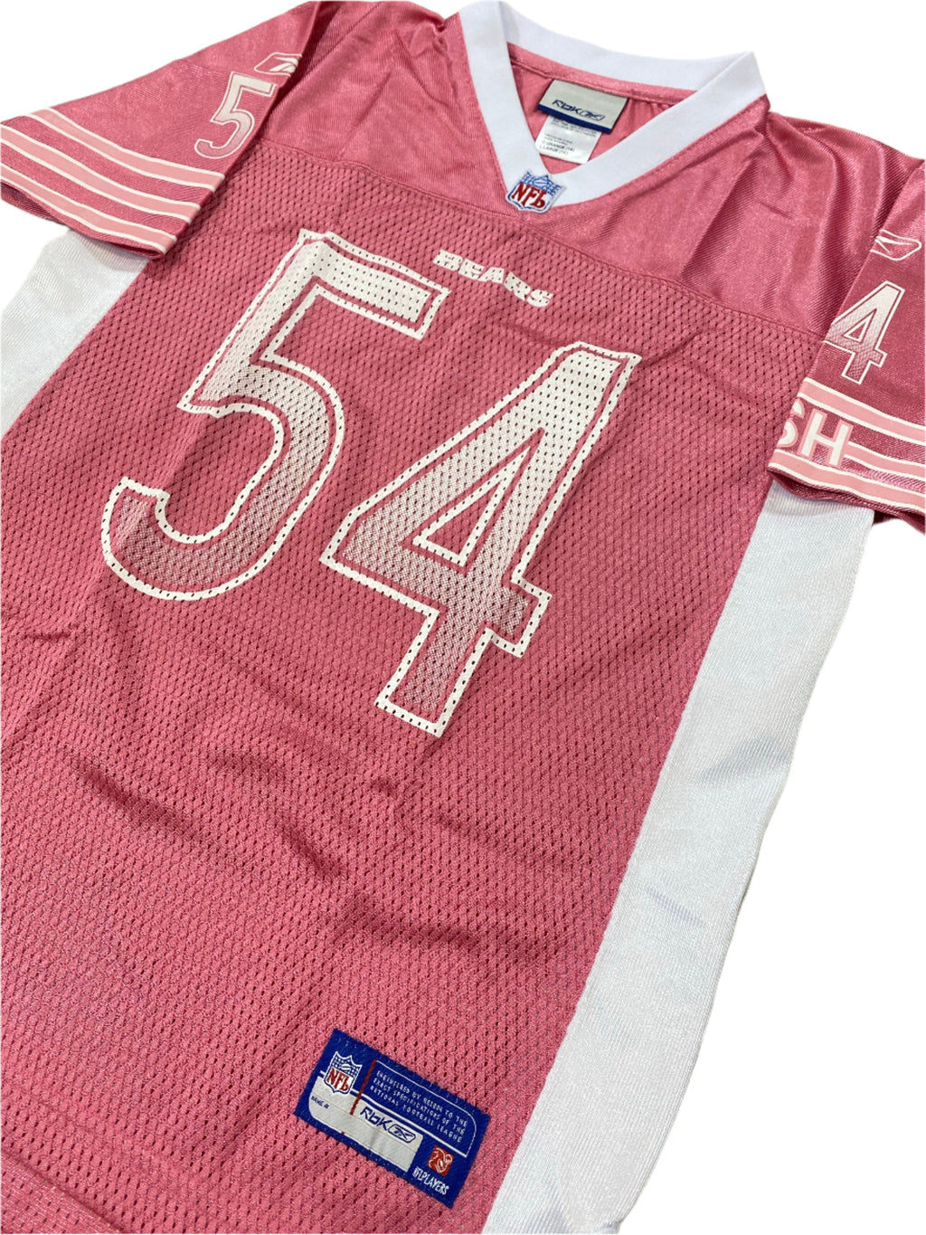 Youth Girls Chicago Bears Brian Urlacher Pink & White Jersey product image 4, provided for visual reference and product