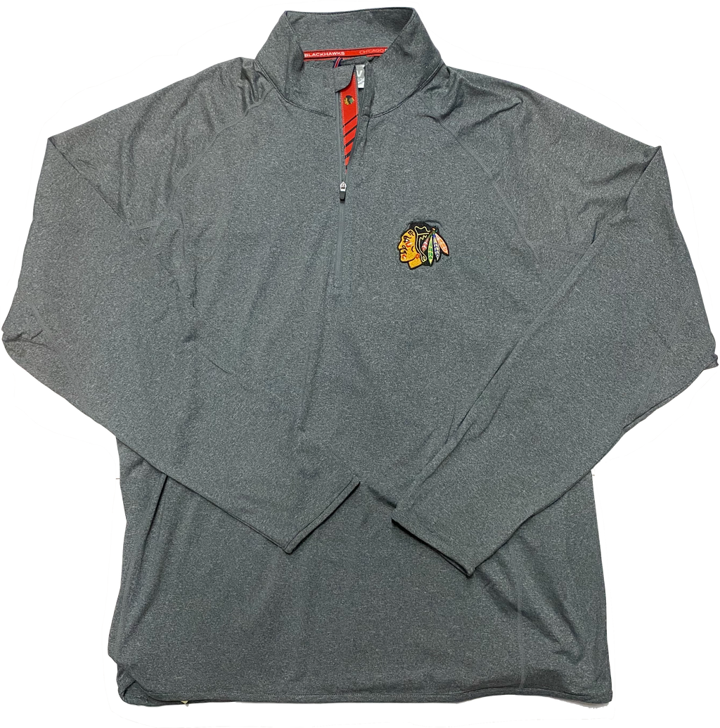 Chicago Blackhawks Gray Metro Racing Stripes 1/4 Zip Track Jacket By Levelwear for Men product image 1, provided for visual