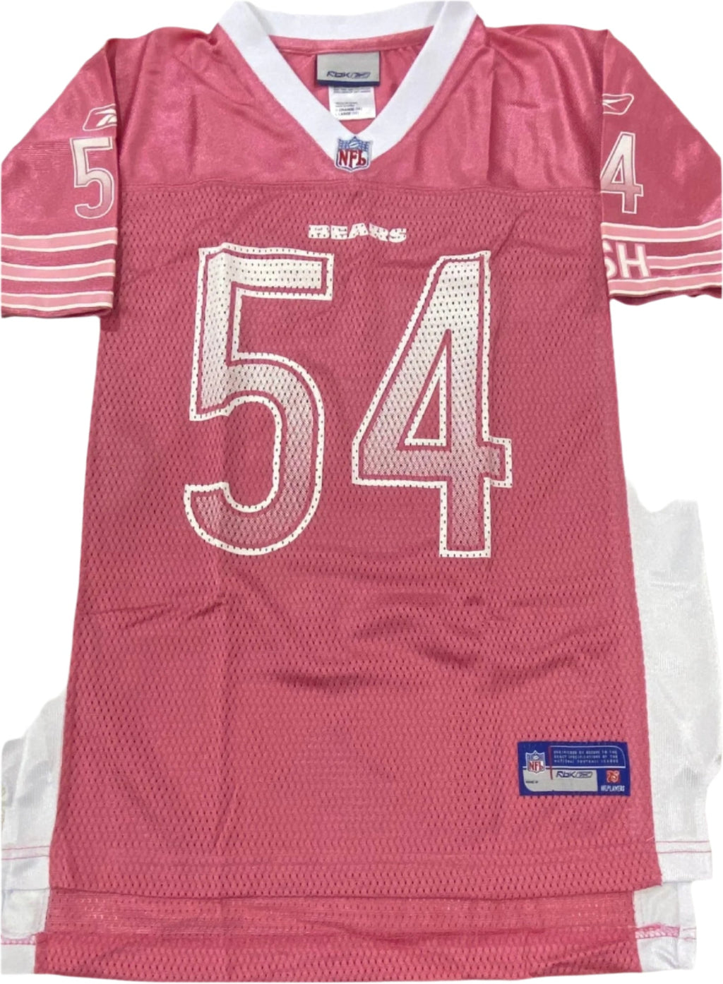 Youth Girls Chicago Bears Brian Urlacher Pink & White Jersey product image 3, provided for visual reference and product