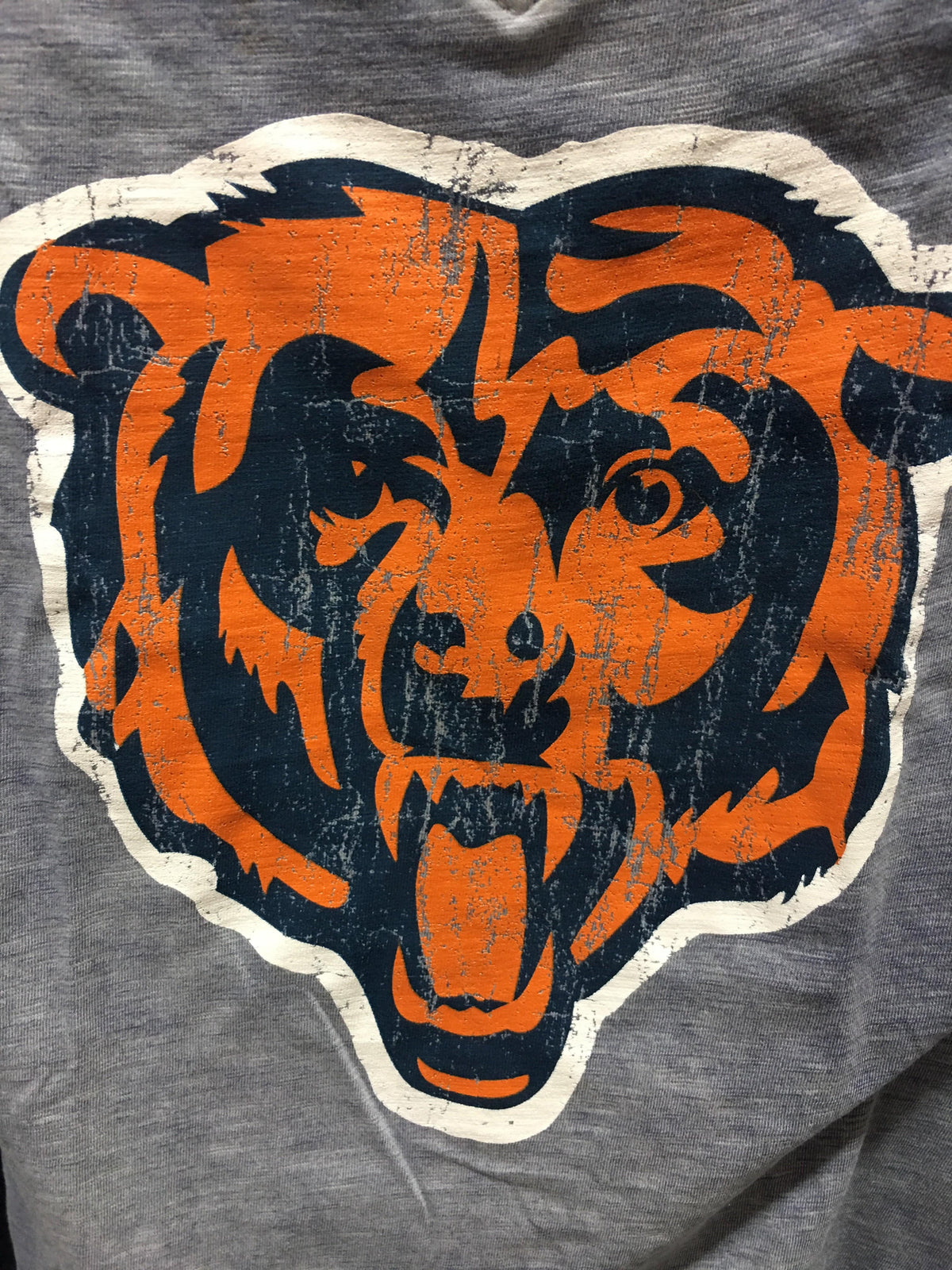 Womens Chicago Bears Long Sleeve Burnout Wash Bearhead T-Shirt product image 2, provided for visual reference and product