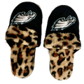 Philadelphia Eagles Leopard Print Sherpa Slide Slippers for Women product image 1, provided for visual reference and product