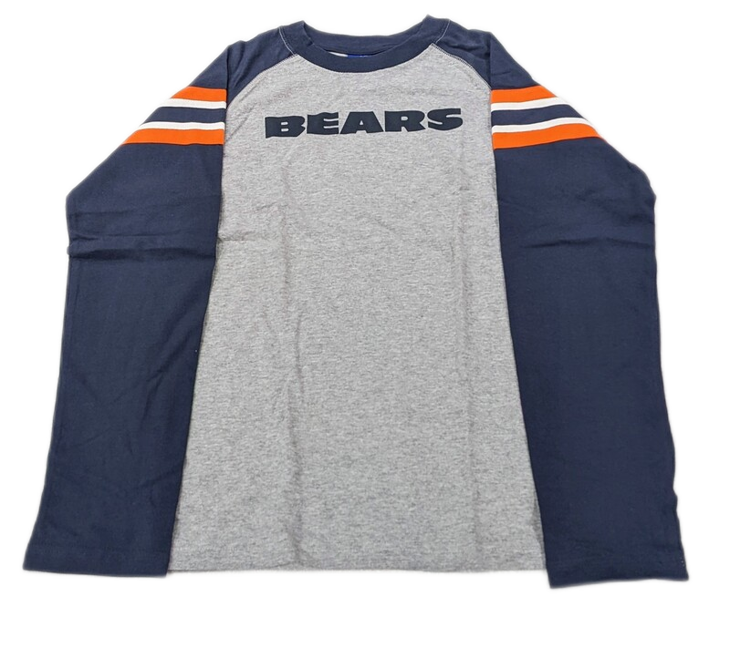 Youth Chicago Bears Gray Reebok Script Long Sleeve T-Shirt product image 1, provided for visual reference and product detail