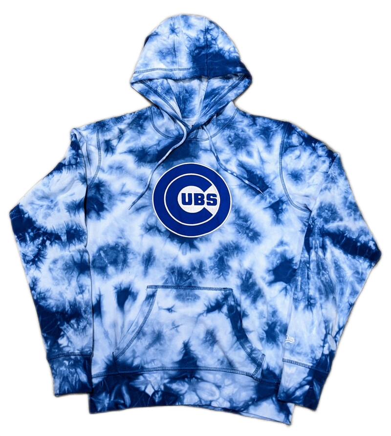 Mens Chicago Cubs New Era Tie-Dye Hoodie product image 1, provided for visual reference and product detail review
