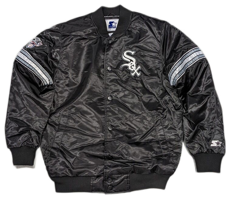 Chicago White Sox Pick & Roll Starter Satin Jacket-Black for Men product image 4, provided for visual reference and product