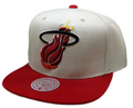 Miami Heat Mitchell & Ness Hardwood Classics Natural 2 Tone Snapback Hat- Cream/Red product image 1, provided for visual