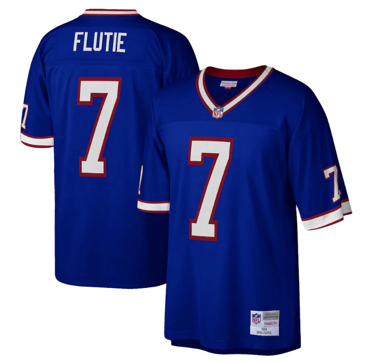 Mens Buffalo Bills Doug Flutie Mitchell & Ness Royal Blue Retired Player Vintage Replica Jersey product image 1, provided