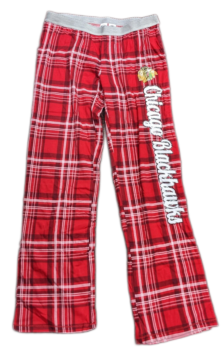 Chicago Blackhawks Womens Formation Knit Printed Plaid Pajama Pants product image 1, provided for visual reference and