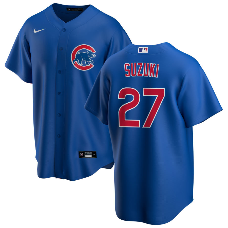 NIKE Men Seiya Suzuki Chicago Cubs Blue Alternate Premium Stitch Replica Jersey product image 1, provided for visual