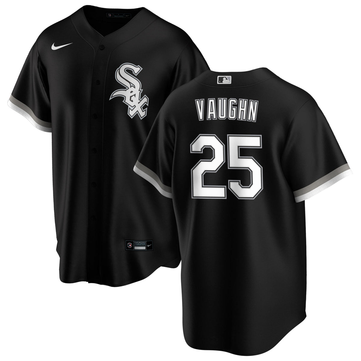 NIKE Men Andrew Vaughn Chicago White Sox Black Alternate Premium Stitch Replica Jersey product image 1, provided for visual