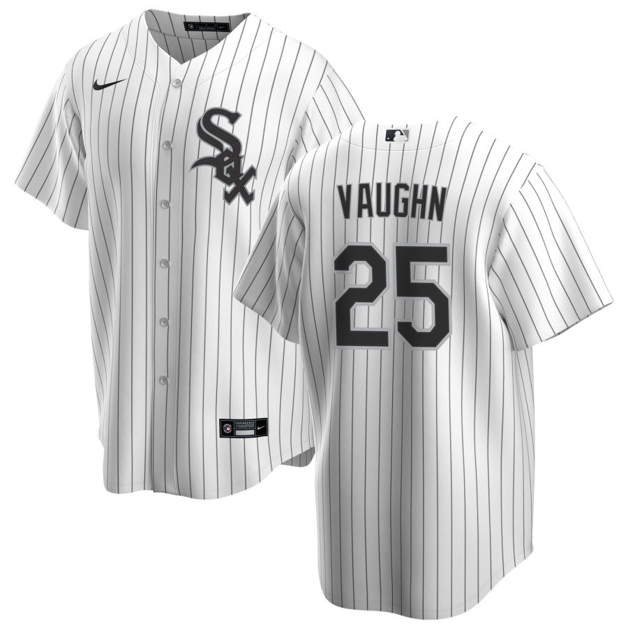 NIKE Men Andrew Vaughn Chicago White Sox Home White Premium Stitch Replica Jersey product image 1, provided for visual