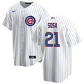 NIKE Men Sammy Sosa Chicago Cubs White Home Premium Twill Replica Jersey product image 1, provided for visual reference and