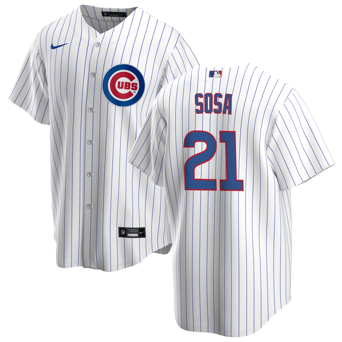 NIKE Men Sammy Sosa Chicago Cubs White Home Premium Twill Replica Jersey product image 1, provided for visual reference and