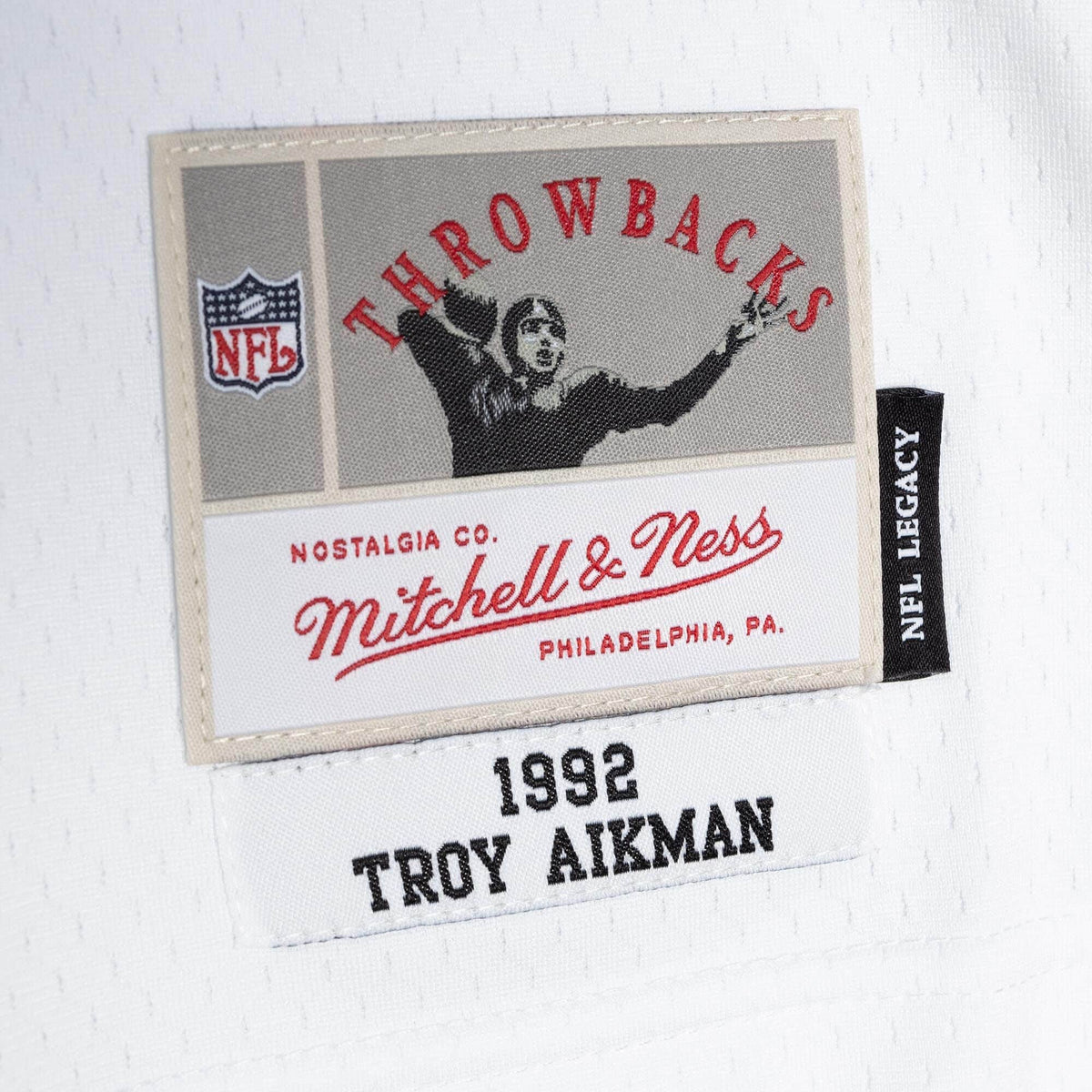 Dallas Cowboys Troy Aikman White Mitchell & Ness 1992 Legacy Replica Jersey for Men product image 4, provided for visual
