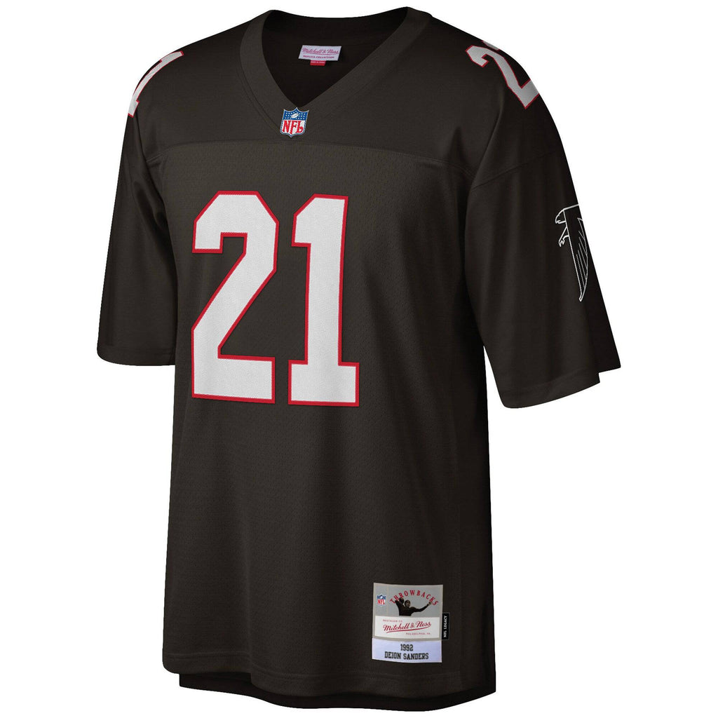 Mens Atlanta Falcons Deion Sanders Mitchell & Ness Black 1992 Retired Player Vintage Replica Jersey product image 2,
