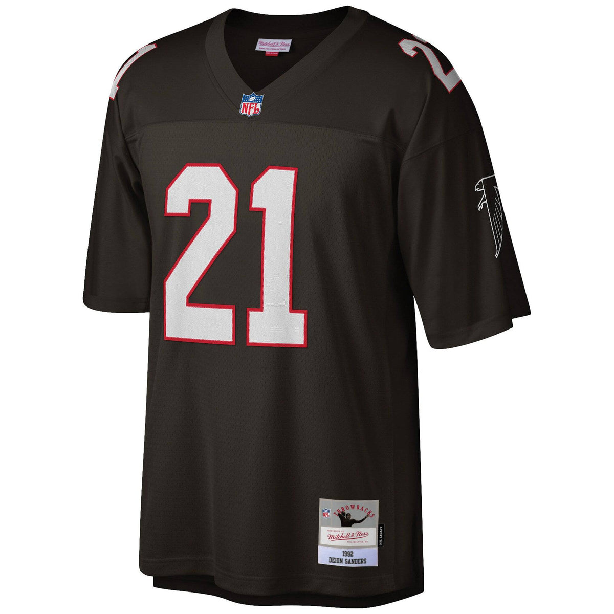Mens Atlanta Falcons Deion Sanders Mitchell & Ness Black 1992 Retired Player Vintage Replica Jersey product image 2,