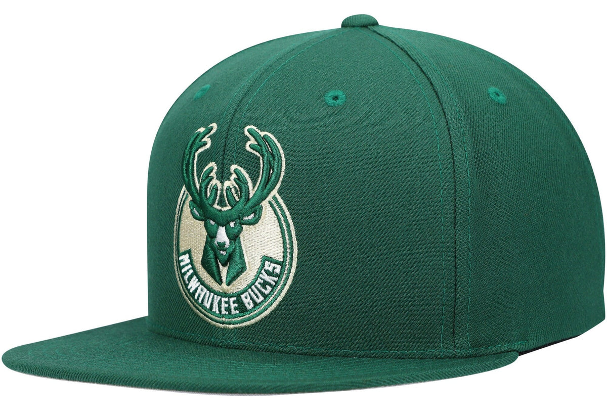Milwaukee Bucks Mitchell & Ness Team Ground Snapback Hat - Hunter Green product image 1, provided for visual reference and