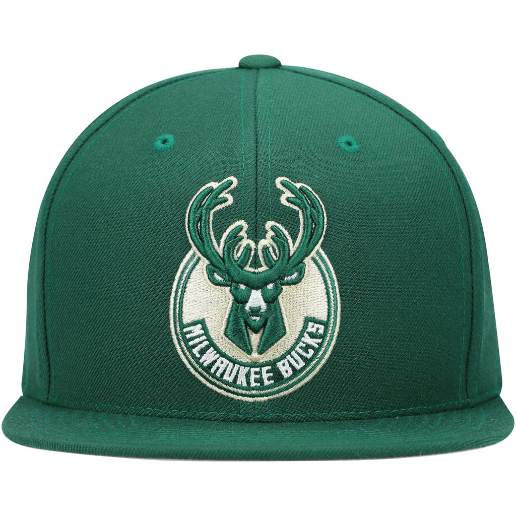 Milwaukee Bucks Mitchell & Ness Team Ground Snapback Hat - Hunter Green product image 2, provided for visual reference and