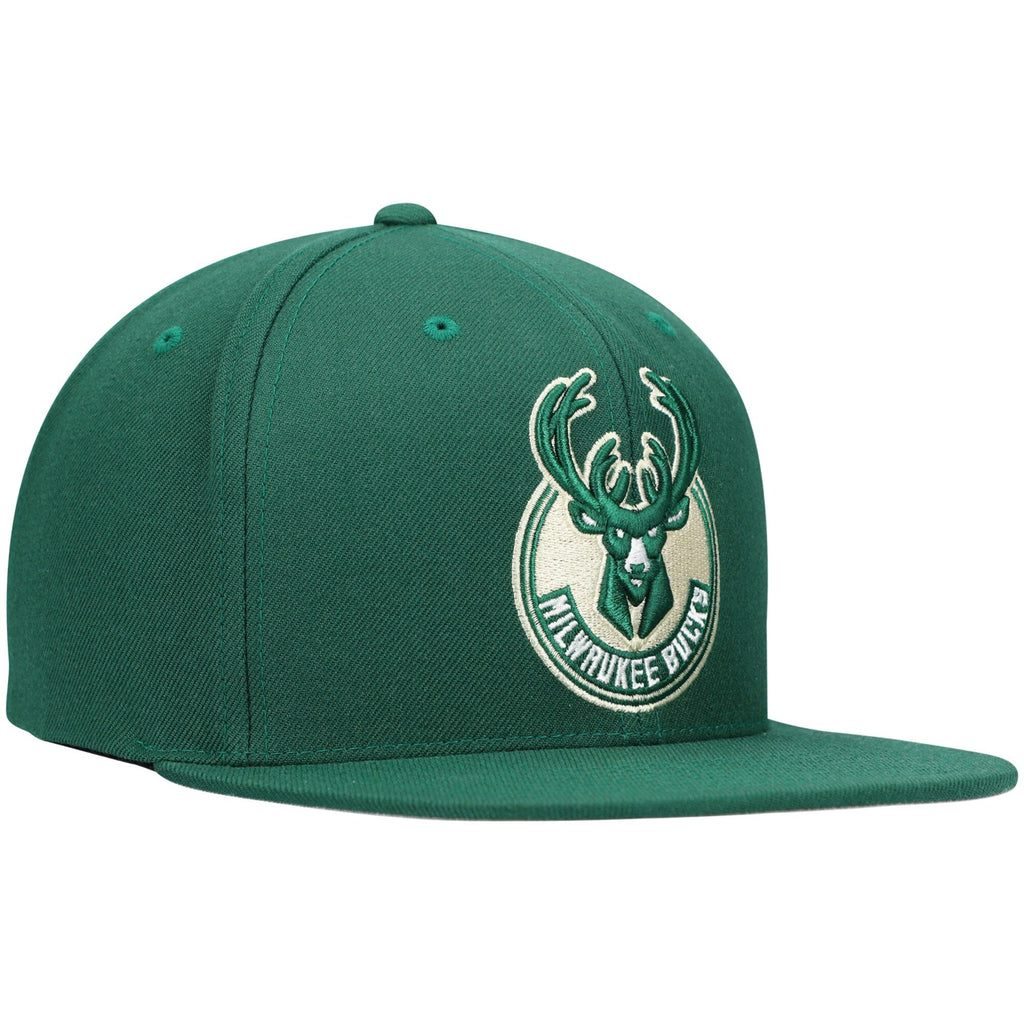 Milwaukee Bucks Mitchell & Ness Team Ground Snapback Hat - Hunter Green product image 3, provided for visual reference and