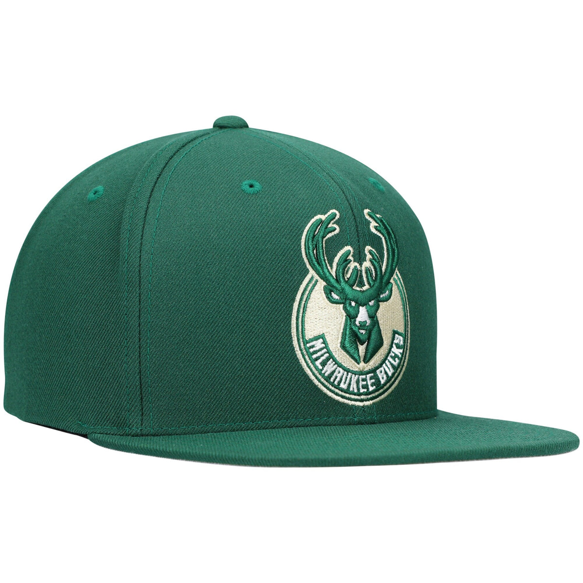 Milwaukee Bucks Mitchell & Ness Team Ground Snapback Hat - Hunter Green product image 3, provided for visual reference and