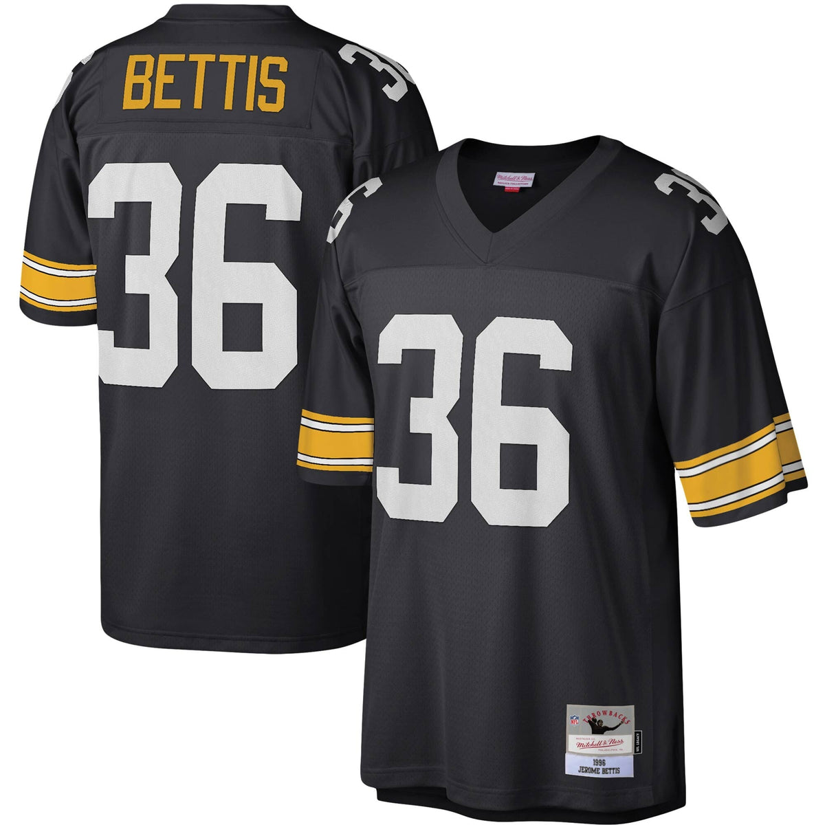 Mens Pittsburgh Steelers Jerome Bettis Mitchell & Ness Black Retired Player Vintage Replica Jersey product image 1, provided