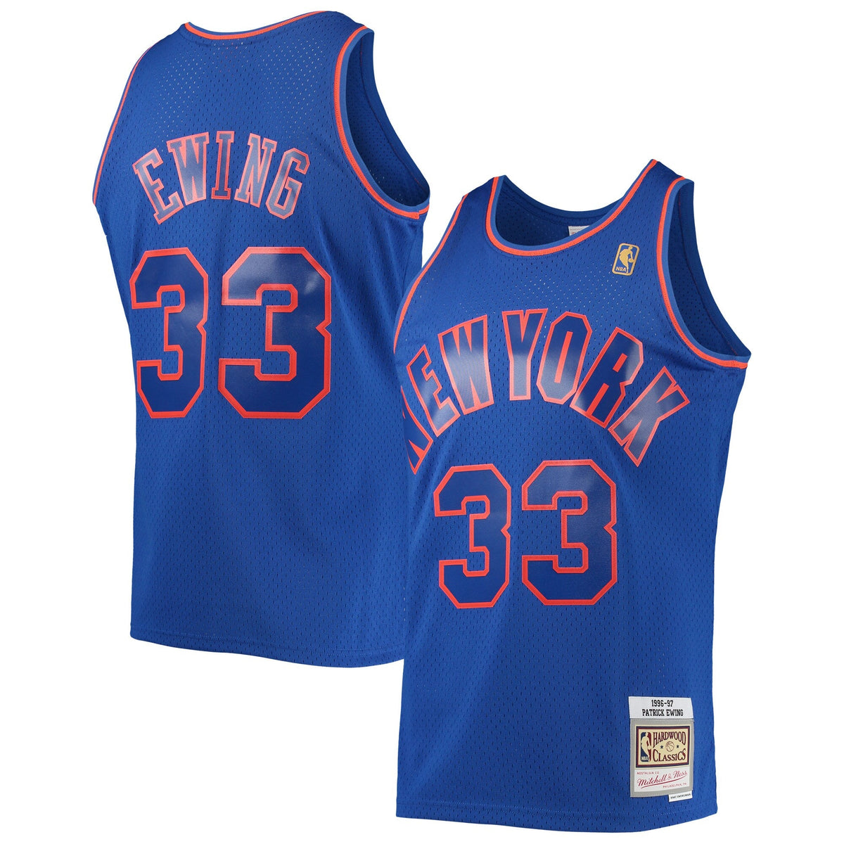 New York Knicks Patrick Ewing Mitchell & Ness Blue 1996-97 Hardwood Classics Swingman Jersey for Men product image 1,