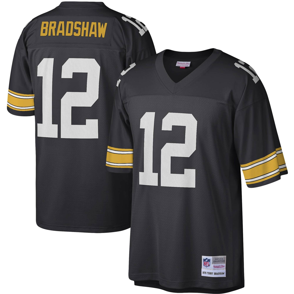 Mens Pittsburgh Steelers Terry Bradshaw Mitchell & Ness Black Legacy Replica Jersey product image 1, provided for visual
