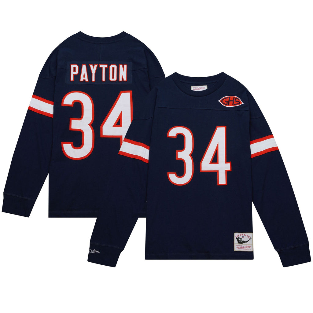 Chicago Bears Walter Payton Mitchell & Ness Navy Throwback Name & Number Long Sleeve T-Shirt for Men product image 1,