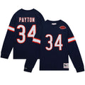 Chicago Bears Walter Payton Mitchell & Ness Navy Throwback Name & Number Long Sleeve T-Shirt for Men product image 1,