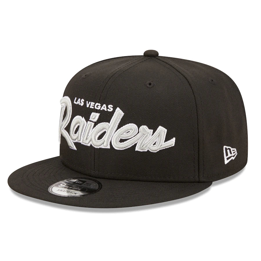 Mens Las Vegas Raiders New Era Black Script 9FIFTY Snapback Hat product image 3, provided for visual reference and product