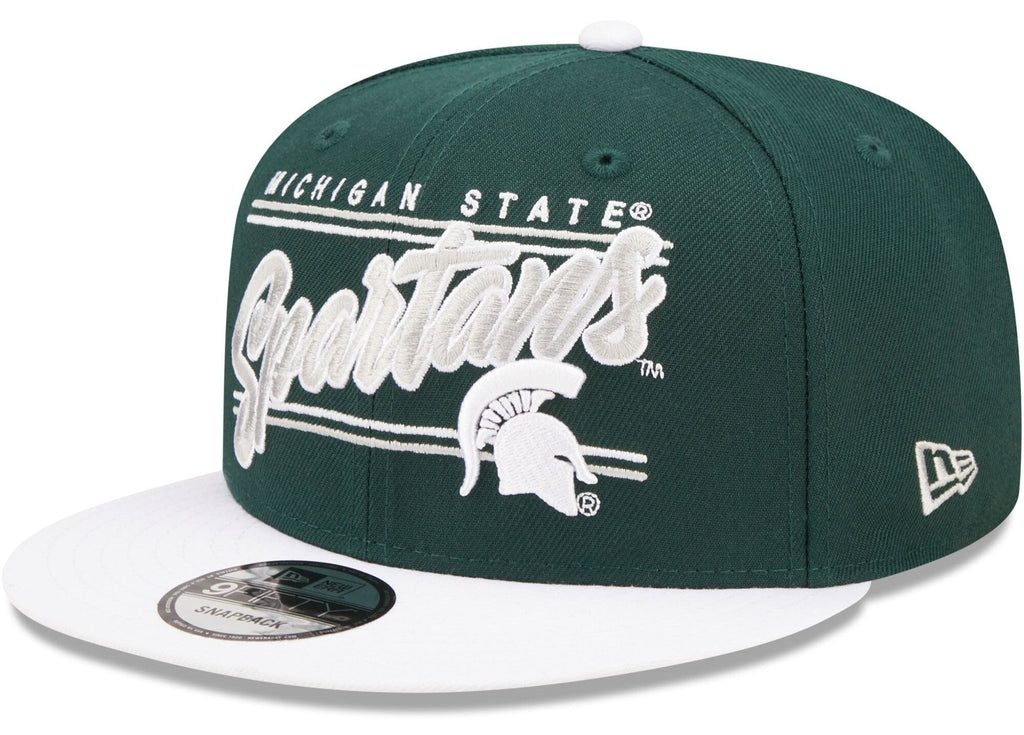 New Era Green Michigan State Spartans Team Script 9FIFTY Snapback Hat for Men product image 1, provided for visual reference