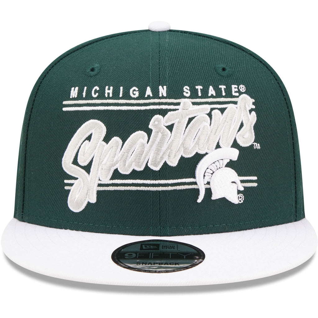 New Era Green Michigan State Spartans Team Script 9FIFTY Snapback Hat for Men product image 2, provided for visual reference