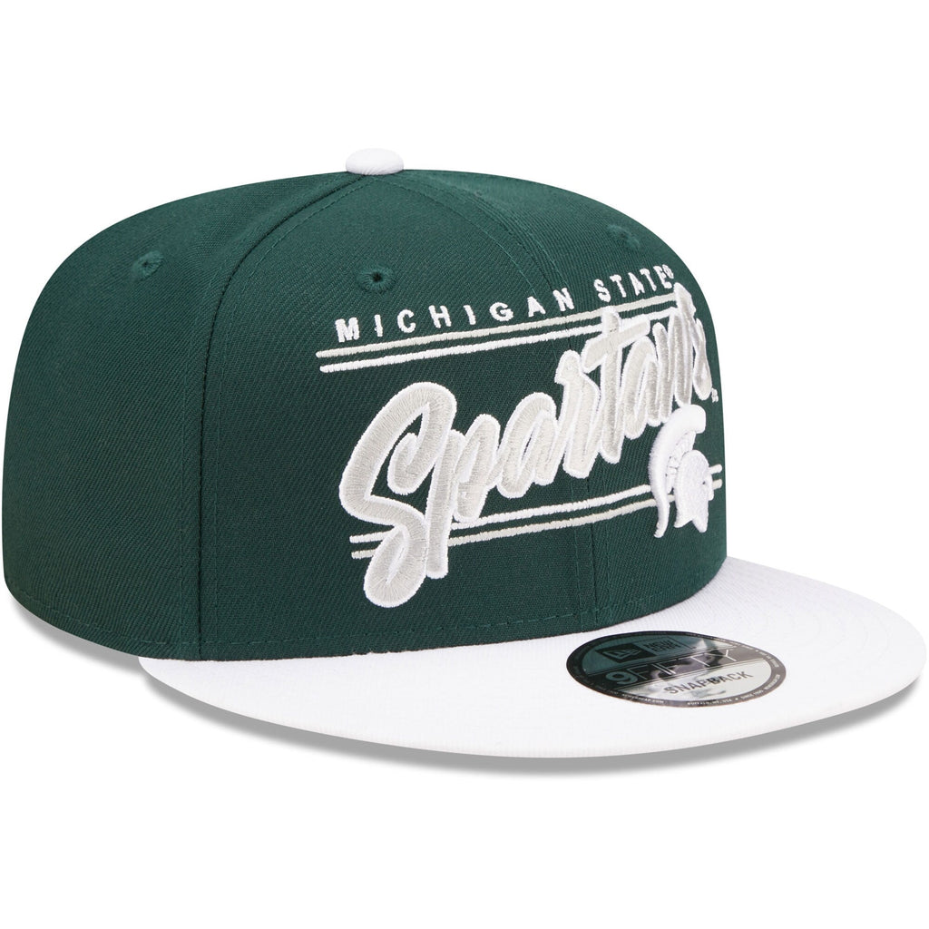 New Era Green Michigan State Spartans Team Script 9FIFTY Snapback Hat for Men product image 3, provided for visual reference