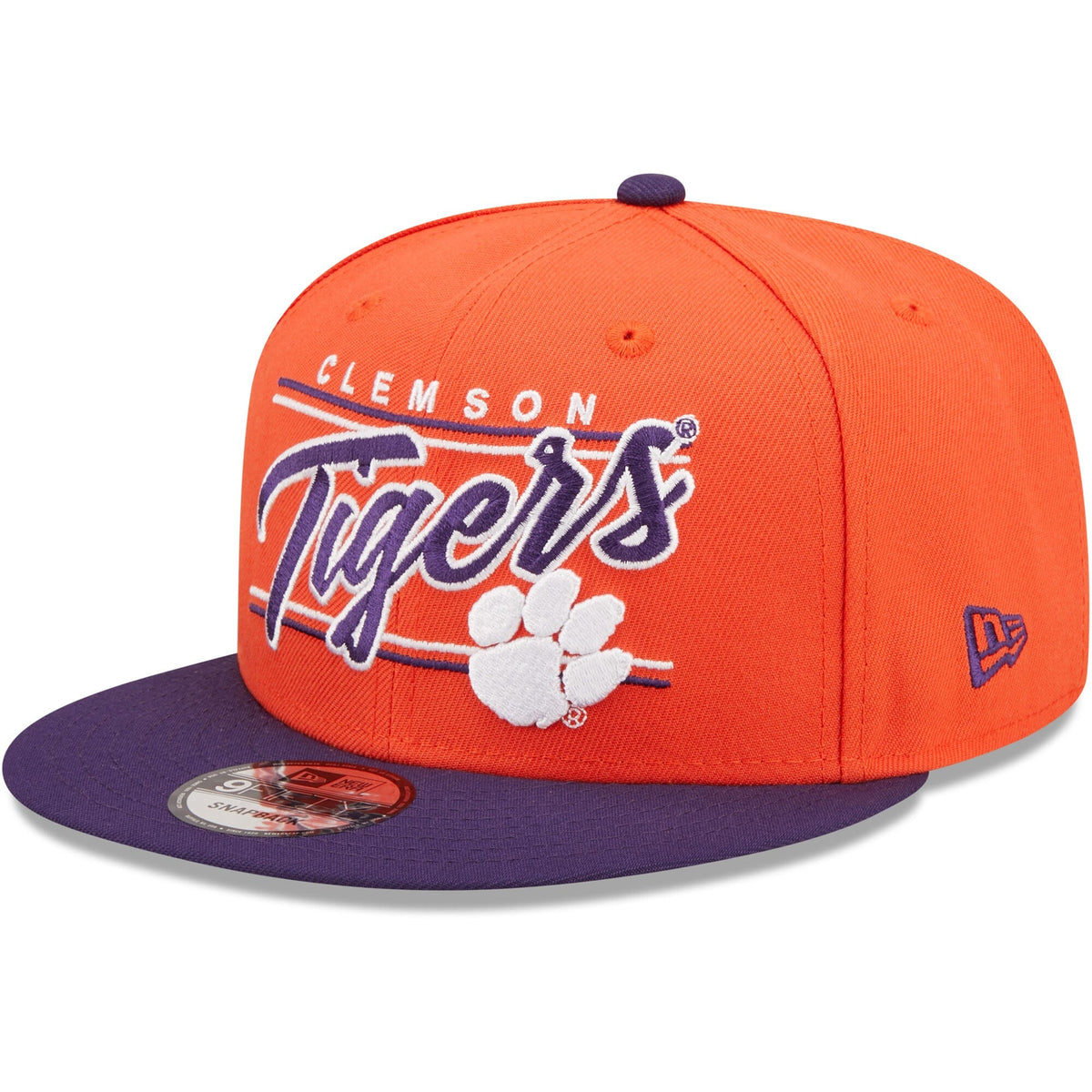 Clemson Tigers New Era Team Script 9FIFTY Snapback Hat - Orange product image 1, provided for visual reference and product