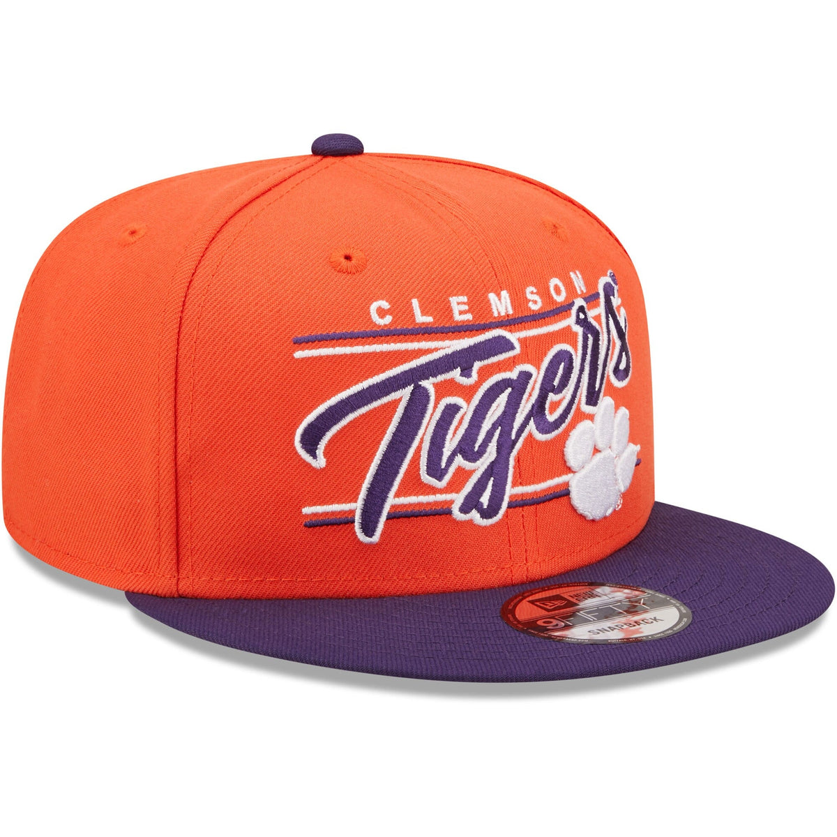 Clemson Tigers New Era Team Script 9FIFTY Snapback Hat - Orange product image 3, provided for visual reference and product