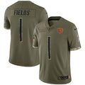 Justin Fields Chicago Bears Nike 2022 Salute To Service Limited Jersey - Olive for Men product image 1, provided for visual