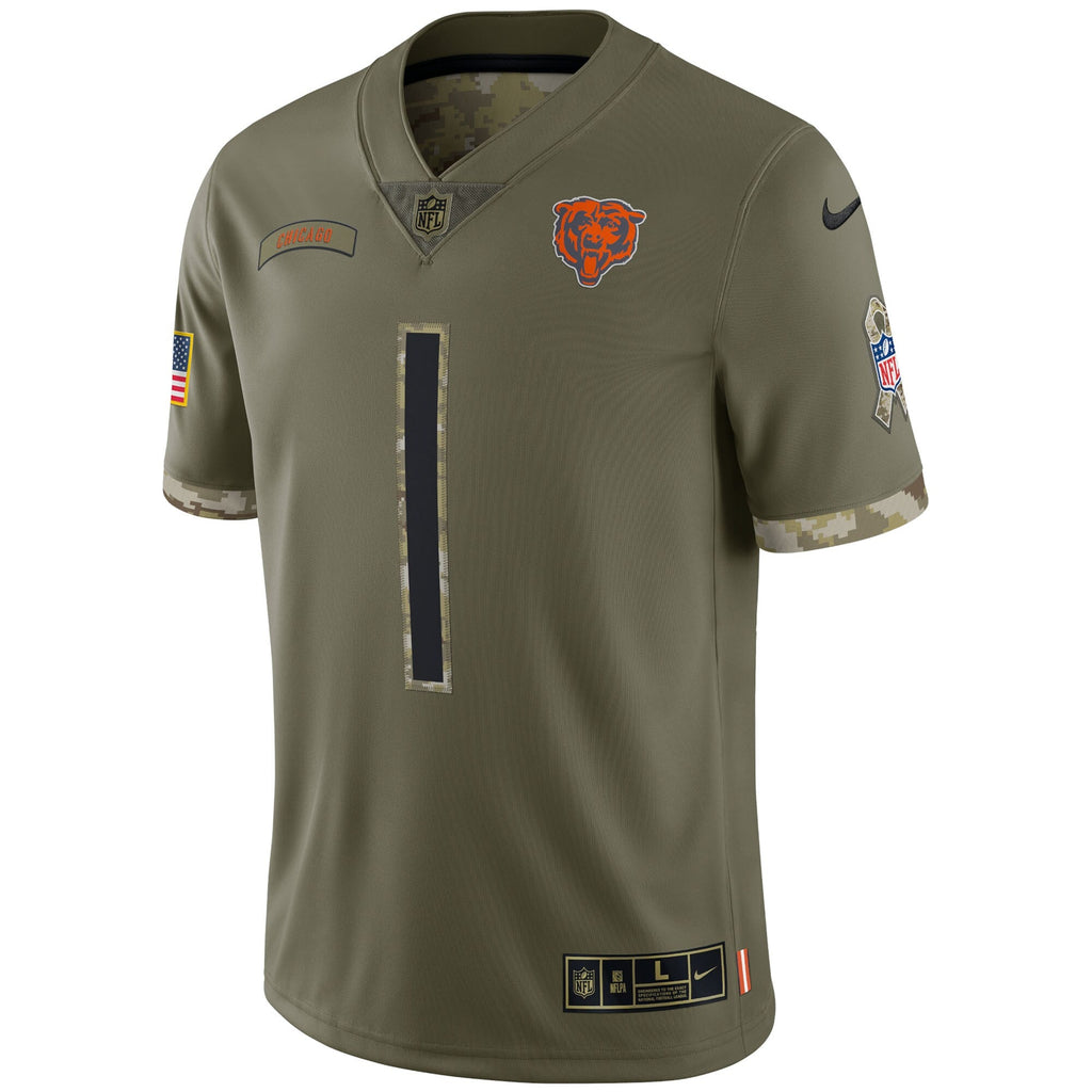 Justin Fields Chicago Bears Nike 2022 Salute To Service Limited Jersey - Olive for Men product image 2, provided for visual