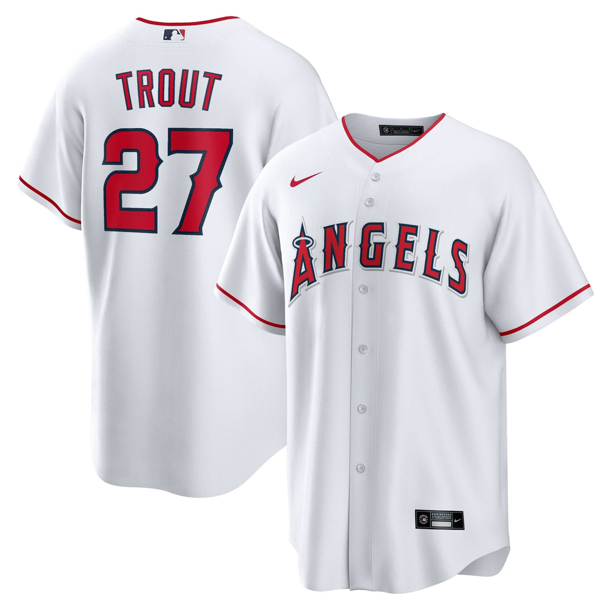 Los Angeles Angels Mike Trout Nike White Home Replica Player Jersey for Men product image 1, provided for visual reference